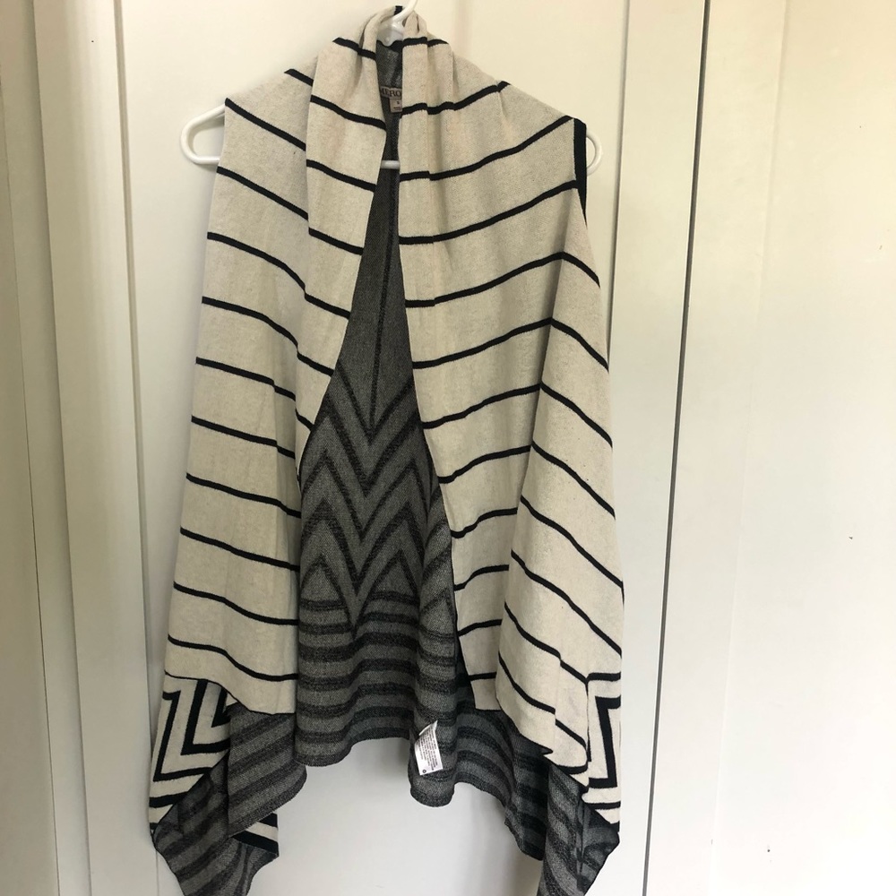 Merona long sweater vest. Size Small. Off white with black stripes and chevrons
